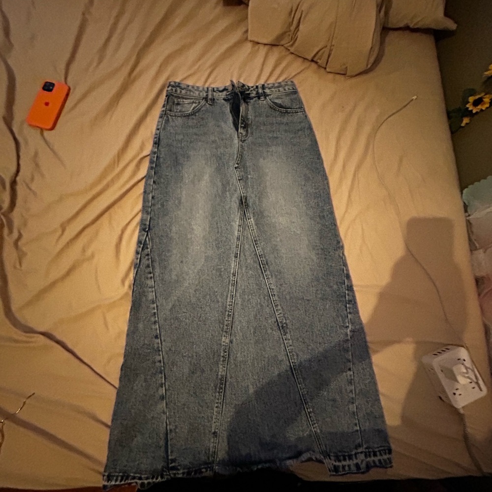 Long denim skirt